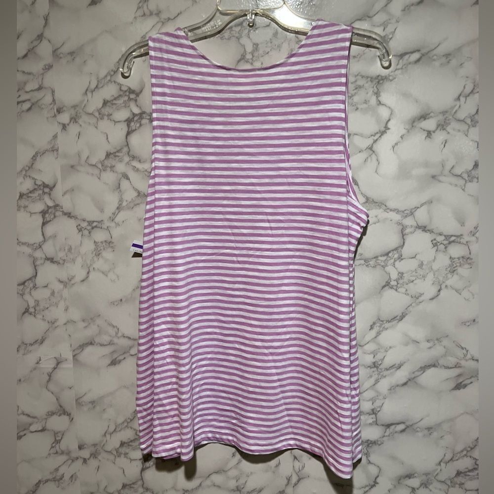 Caslon Asymmetric Neckline Knit Striped Tank Top - Picture 6 of 6